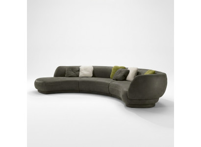 Rundsofa Eckcouch 6 Sitzer Couch Sofa Leder Luxus Möbel Wohnzimmer