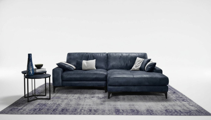 Ecksofa Sofa Wohnzimmer Sofas Leder Luxus L-Form Stil Modern Möbel Blau Neu