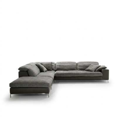 Design Ecksofa L-form Textile Couch Prianera Modern Sofas Polsterung Grau Neu