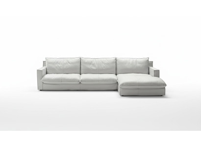 Ecksofa Leder L-Form Couch Eck Luxus Design Polster Weiß Wohnzimmer PRIANERA