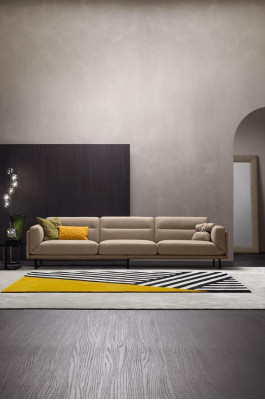 Komplette Couchgarnitur Sofagarnitur Beige Sofa 4+3 Sitz Gruppe Leder