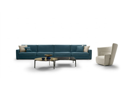 Sofa 4-Sitzer Polster Couch Leder Sofas Design Italienische Möbel Blau