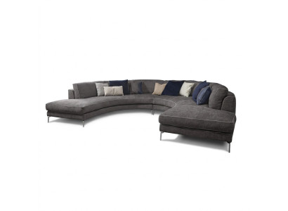 Runde Luxus Wohnlandschaft Eckcouch Eckgarnitur Polster Möbel Sofa