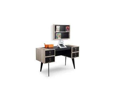 Moderner Schreibtisch Mit Jugendzimmer Wandregal Designer Möbel Schwarz Neu