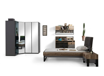 Jugendzimmer Set Bett Eckschrank Nachttisch Schreibtisch Möbel 4tlg Neu