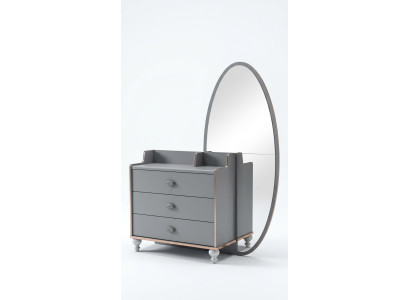 Kommode mit Spiegel Holz Kommoden Möbel Schrank Schlafzimmer Grau Neu