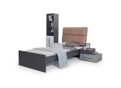 Bett Jugendzimmer Betten Schlafzimmer Möbel Einzelbett Einrichtung Grau