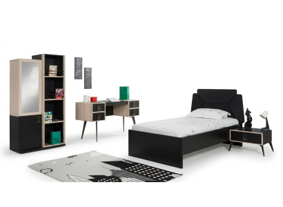 Komplettes Designer Jugendzimmer Bett Kinderzimmer Möbel Nachttisch 5tlg.