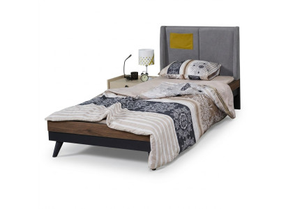 Bett Holz Betten Bettgestell Jugendzimmer Kinderzimmer Schwarz Einzelbett