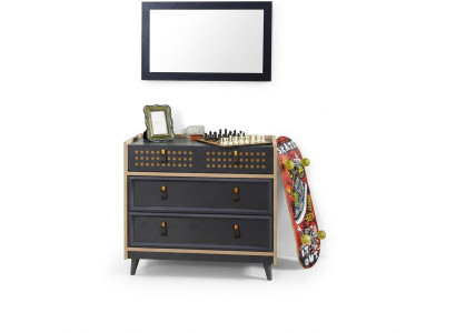 Jugendzimmer Kommode mit Spiegel Luxus Konsole Kommoden Möbel Blau