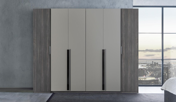 Schlafzimmer Bett Nachttisch Kleiderschrank Kommode mit Spiegel Möbel Set 5tlg
