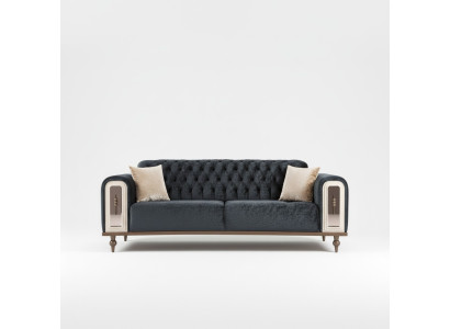 Luxus Dreisitzer Sofa 3 Sitzer Stoff Sofas Design Beige Textil Schwarz