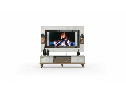 Wohnwand Garnitur rtv tv Ständer Lowboard Tisch Holz Luxus xxl schrank