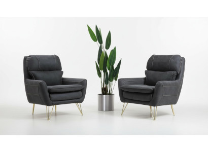 Sessel Sitz Sitzer Design Wohnzimmer Polster Luxus Schwarz Wartezimmer