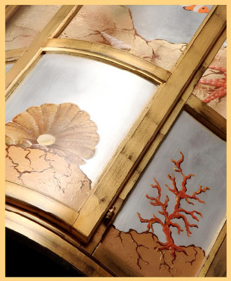 Klassische Vitrine Glas Holz Schrank Vitrine Luxus Möbel Gold Anrichte Italien