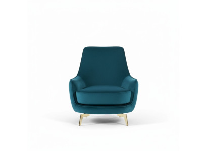 Runder Sessel Design Wohnzimmer Polster Holz Polster Moderne Luxus blau Neu