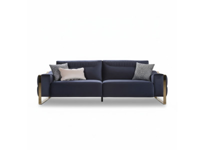 Klassische Sofa 3 Sitz Design Wohnzimmer Polster Holz Polster Moderne Luxus Blau