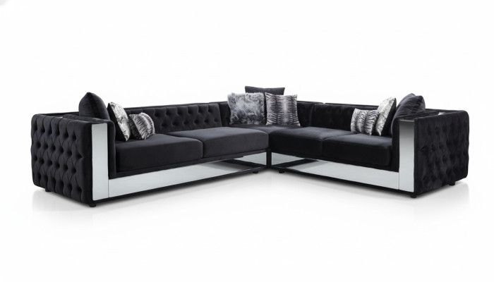 Schwarz Chesterfield Polstersofa Sofa Ecksofa Garnitur Polster Luxus Ecke Sofas