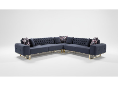 Ecksofa Couch Polster Möbel Garnitur Chesterfield Eckgarnitur Sofa Stoff
