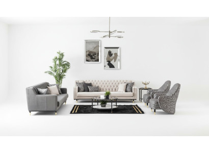 Luxus Garnitur Set 5tlg Sofagarnitur 3+3+1+1 Sitzer Couchtisch Sofa Sessel