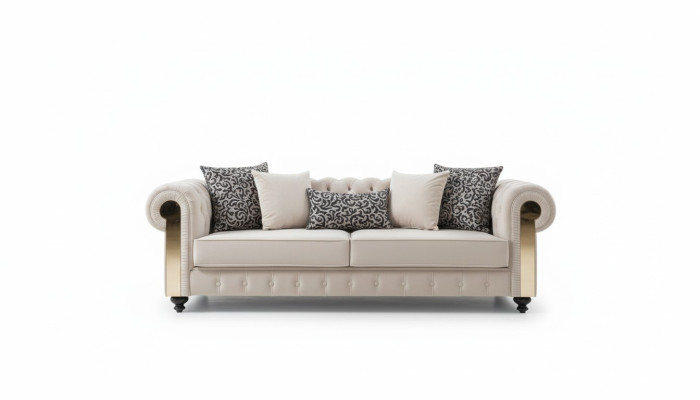 Chesterfield Sofa 3 Sitz Design Wohnzimmer Polster Holz Leder Moderne Luxus