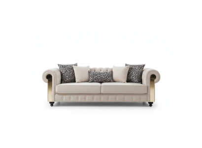 Chesterfield Sofa 3 Sitz Design Wohnzimmer Polster Holz Leder Moderne Luxus