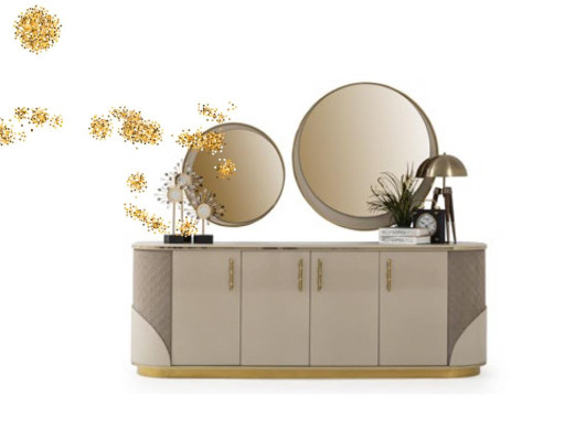 Esszimmer Set 10tlg. Garnitur Luxus Tisch 6x Stuhl Anrichte Spiegel Möbel Holz