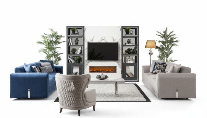 Sofagarnitur 3+3+1 Sitz Set Design Sofas Polster Leder Couchen Sofa