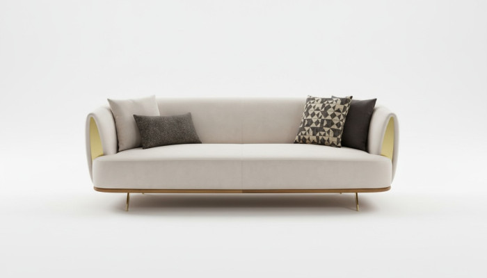 Modernes Sofa 2 Sitzer Polstersofa weiß Textil Sitz Design Couch Sofas Stoff