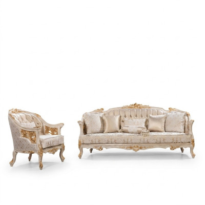 Luxus Chesterfield Sofagarnitur 3+1Sitzer Klassische Sofa Barock Polster Sitz