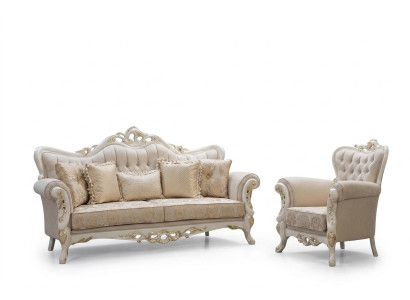 Sofagarnitur 3+1 Sitzer Set Design Sofa Polster Couchen Couch Klassischer Luxus