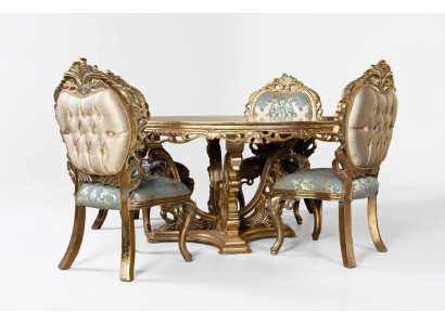 Goldener Barock Esstisch Runder Tisch Runde Esstische Holz Tische 173cm