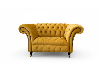 Sessel Chesterfield Möbel Set 2x Einsitzer Set Couch Sofa Gelb Textil