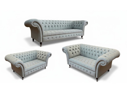 Set Design Sofas Sofagarnitur 3+2+2 Sitzer Polster Stoff Modern