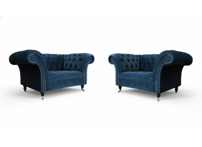 Sessel Chesterfield Möbel Set 2x Einsitzer Set luxus Sessel Couchen 2tlg.