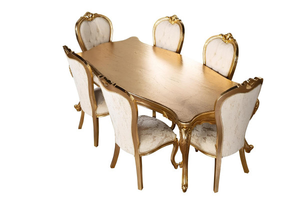 Esszimmer Garnitur Set Tisch 6x Stühle Anrichte Spiegel Essgruppe 9tlg