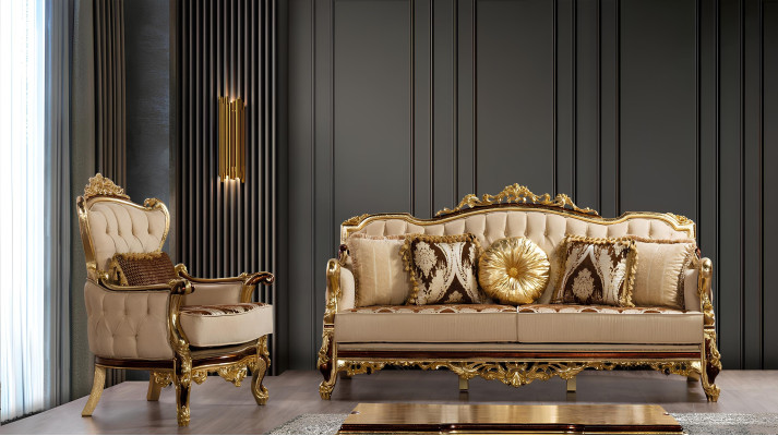 Sofagarnitur Couch Barock Rokoko Couchen Textil Chesterfield Sofa Tisch 3tlg.
