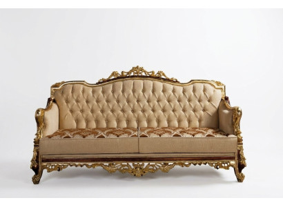 Chesterfield Couch Barock Dreisitzer Möbel Sofa Couchen Stoff Gold