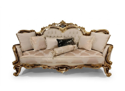 Chesterfield Barock Dreisitzer Couch Möbel Sofa Couchen Stoff Beige