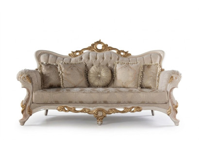 Chesterfield Barock Couch Möbel Sofa Couchen Stoff Gold Dreisitzer