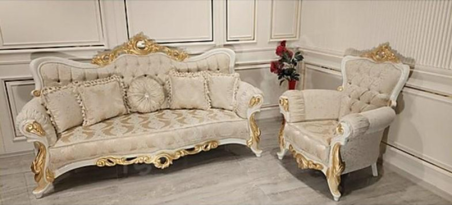 Dreisitzer Couch Polster Sofa Möbel Wohnzimmer Set mit Anrichte 3tlg.