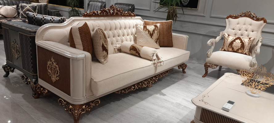Klassische Couchgarnitur 4tlg. Set 311 Sitz + Couchtisch Sofa Barock Rokoko
