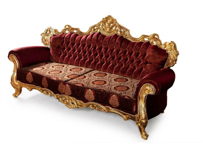 Luxus Dreisitzer Couch Polster Möbel Samt Barock Rot 3 Sitz Sofa Neu