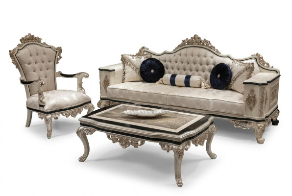 Luxus Wohnzimmer Couch Set 3+1 mit Couchtisch Sofagarnitur Sofa Couchen
