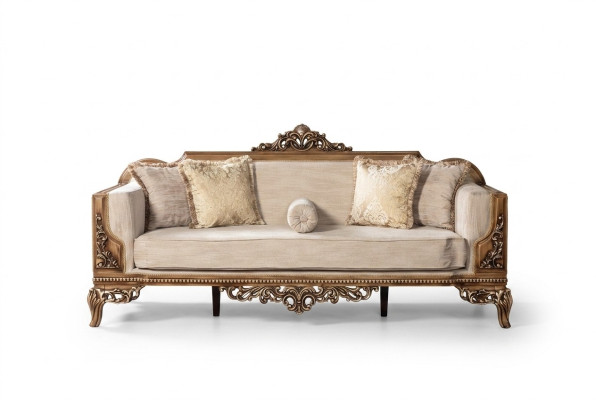 Modern Dreisitzer Couch Polster Möbel Sofa Barock Rokoko Sofas Couchen Samt