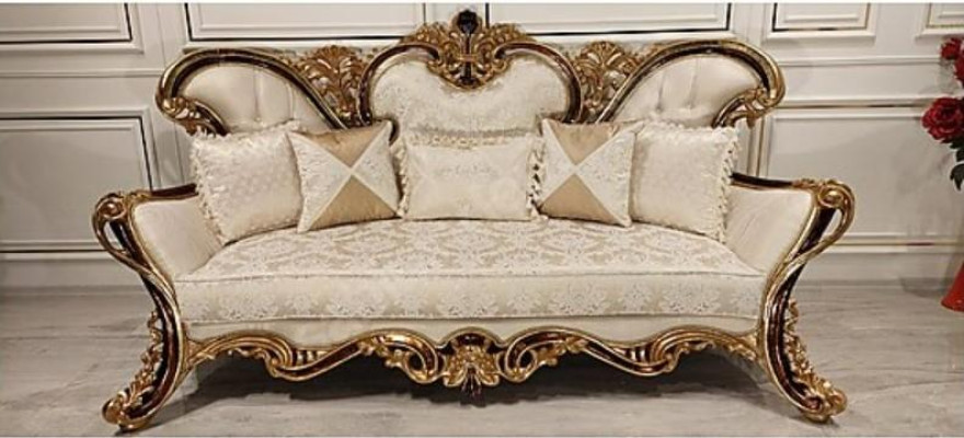 Polster Garnitur Chesterfield 3+1 Sitz + Couchtisch Holz Barock Rokoko