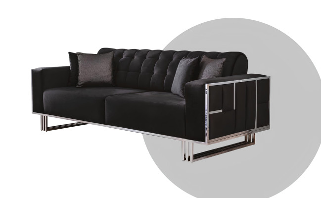 Luxus Wohnzimmer Möbel Couch Sitzgarnitur Sofa Samt Sofagarnitur 3tlg