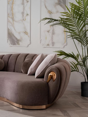Dreisitzer Couch Polster Möbel Sofa Couchen Abgerundete Tropfen Form