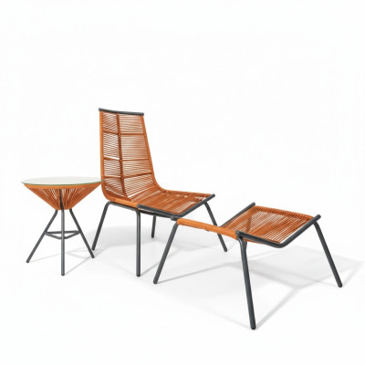 Modern Set für Ihren Garten Besteht aus Sessel Hocker und Beistelltisch
