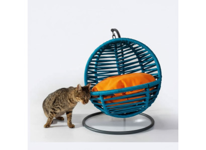 Blaue Rundschaukel Katzenliege Tieren Zubehör Luxus Moderne Möbel Neu